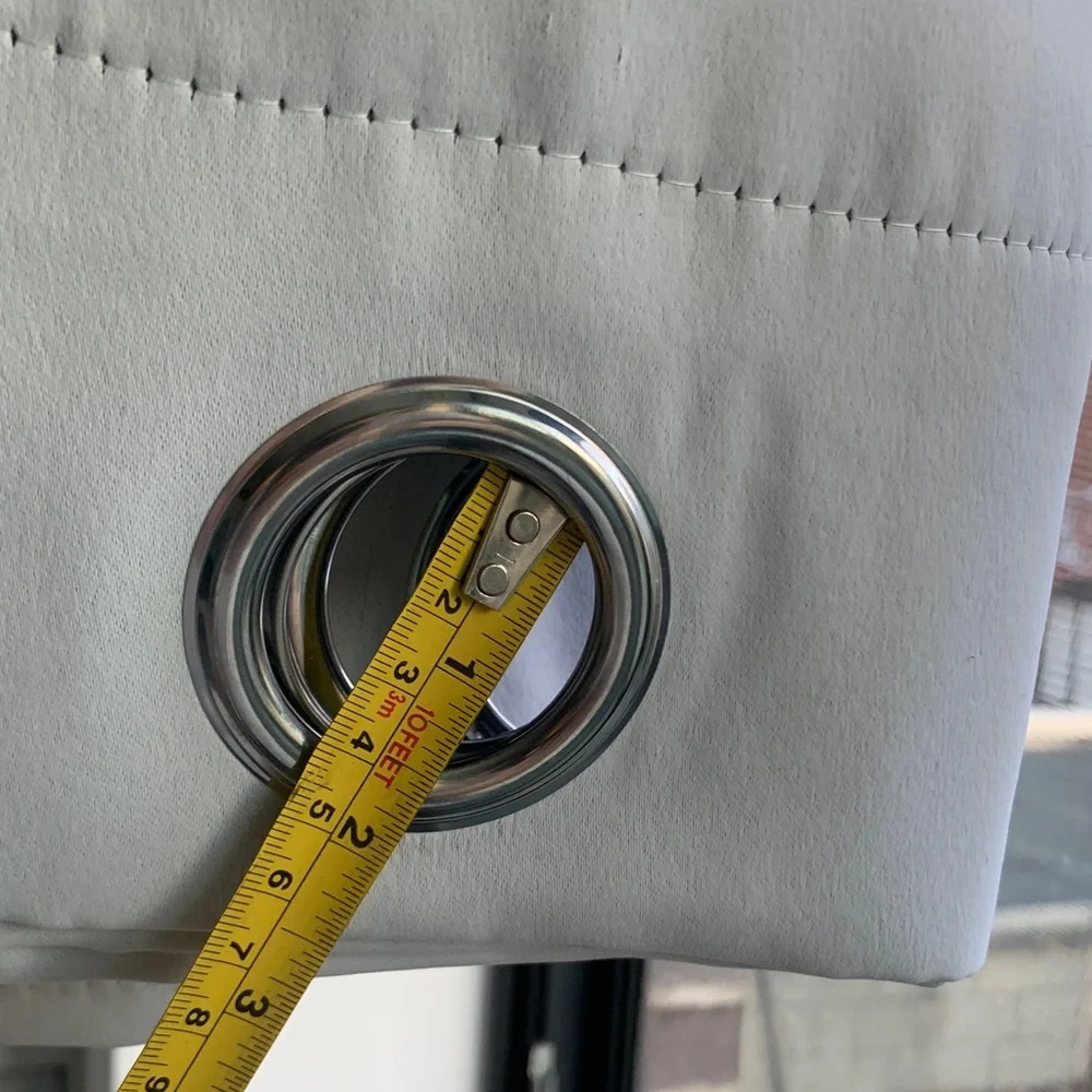 2pcs Light Gray Grommet Curtain Panel big Silver Rings